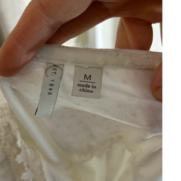 Cato Women's Size M White Swiss Dot Lace Trim Babydoll Tank #0484 - Picture 6 of 10